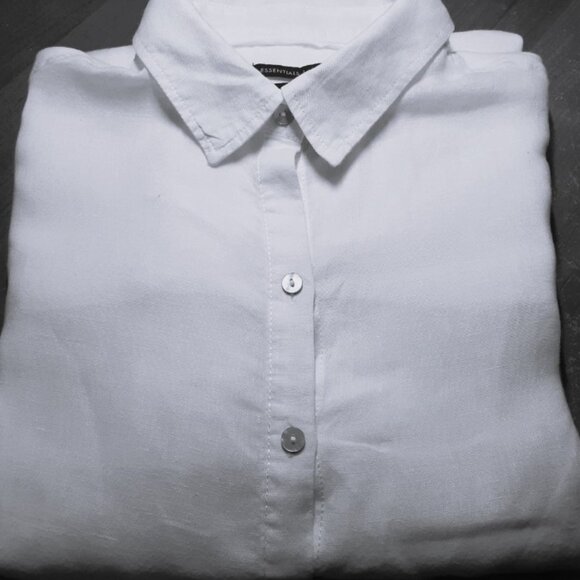 Tahari 100% Linen Button Down Tunic White Small - Picture 2 of 9